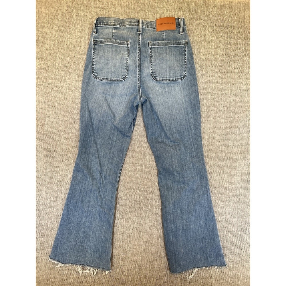 Lucky Brand Stevie High Rise Flare Jeans Women's 10/30 Light Wash Raw Hem - Picture 12 of 15